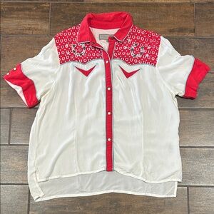 Double D Ranch Red and White Western Shirt size XL